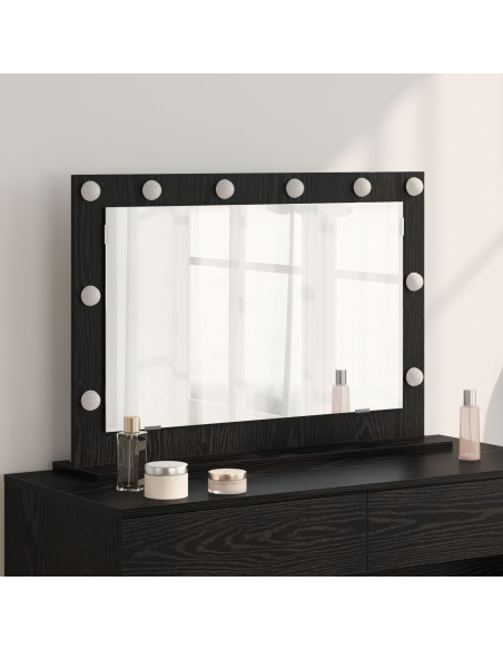 Specchio da Toeletta  Rovere Nero Legno 80 x 55 x 18 cm