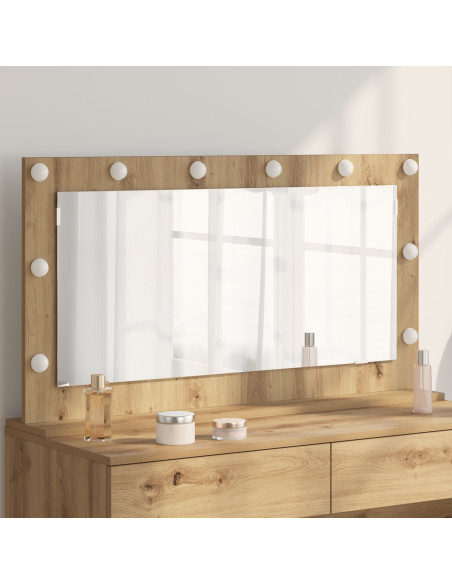 Specchio da Toeletta  Rovere Artigianale Legno e vetro 100 x 55 cm