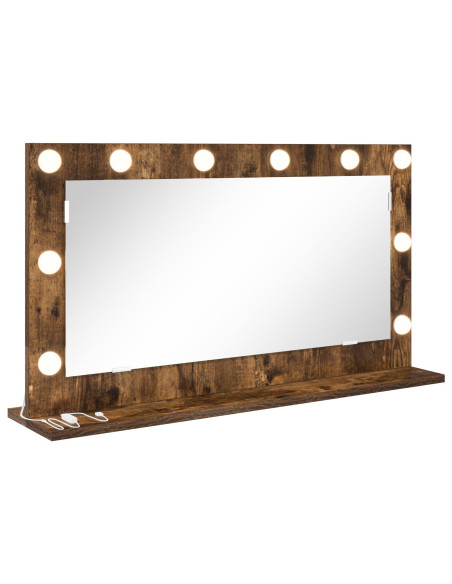 Specchio da Toeletta  Rovere Affumicato, Argento Legno, vetro