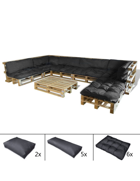Cuscini per Divano a Pallet  13 pezzi Grigio Tessuto