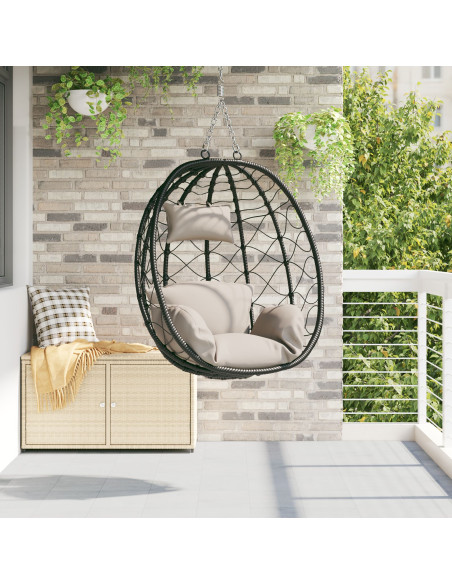 Sedia Uovo Appesa  Basket senza Supporto Tortora Polyrattan
