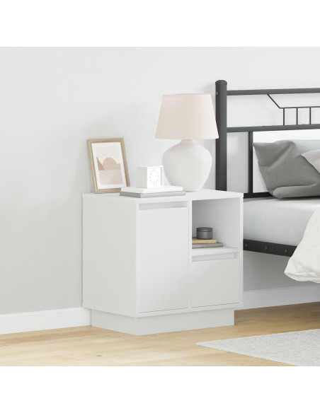 Bianco MDF Medio Comodino Rettangolare Moderno Elegante