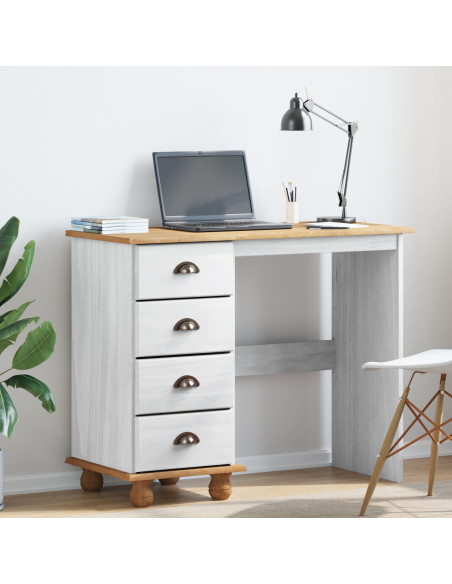 Scrivanie  Bianco Legno, MDF Media Scrivania Rettangolare