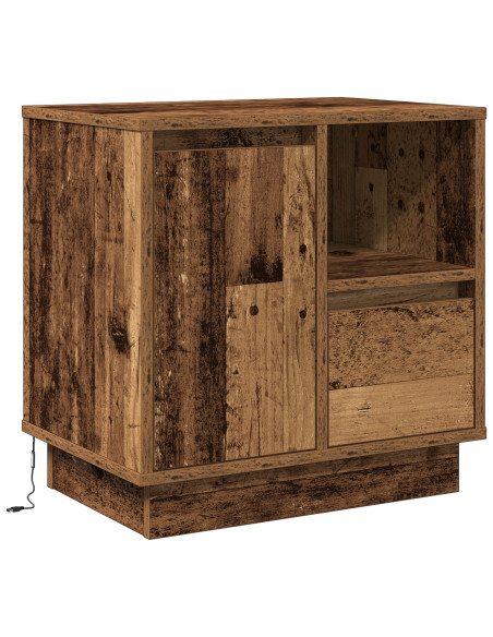 Comodini  con luci LED 2 pezzi Legno Vecchio 50x34,5x50 cm