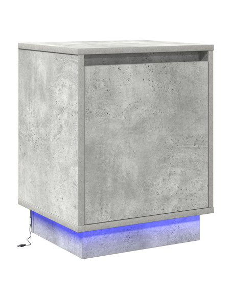 Comodino vitaXL con luci LED Grigio cemento 39x34.5x50 cm