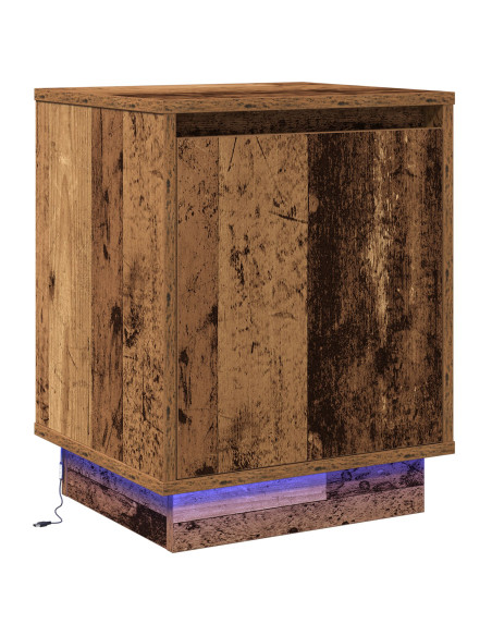 Comodino con luci LED Legno Invecchiato 39x34.5x50 cm