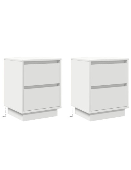 Comodini  con luci LED 2 pz Bianco 39x34,5x50 cm