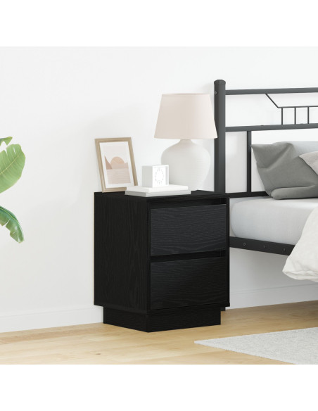 Comodino  con luci LED nere 39x34.5x50 cm