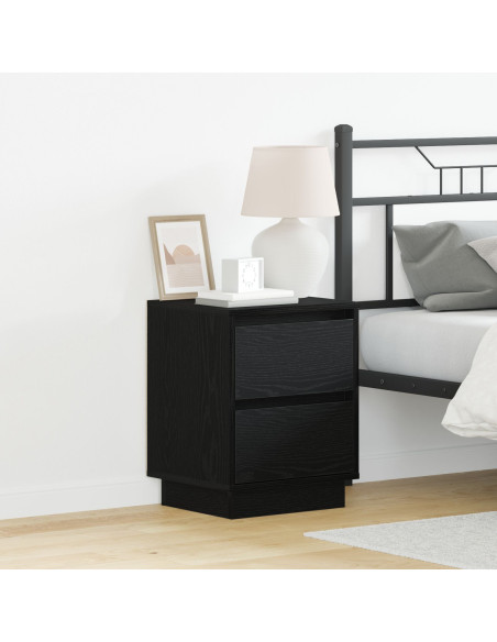 Comodini  con luci LED 2 pz nero 39x34.5x50 cm