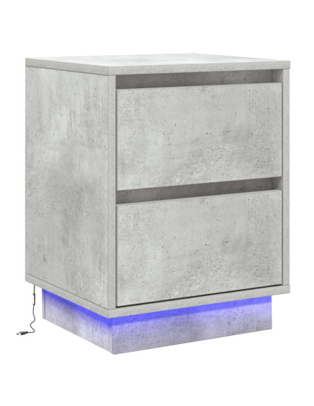 Comodino  con luci LED grigio cemento 39x34.5x50 cm