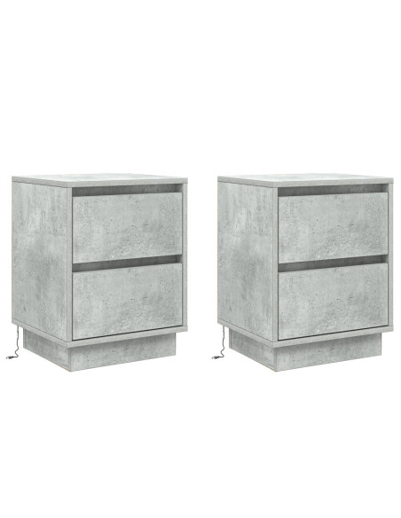Comodini  con luci LED 2 pz Grigio cemento 39x34.5x50 cm