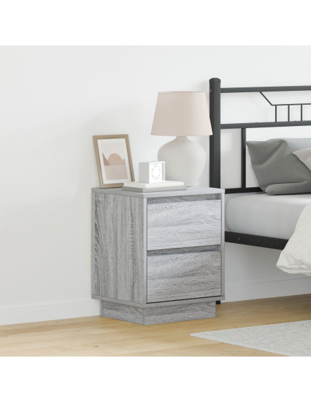 Comodini  con luci LED 2 pcs Grigio Sonoma 39x34.5x50 cm