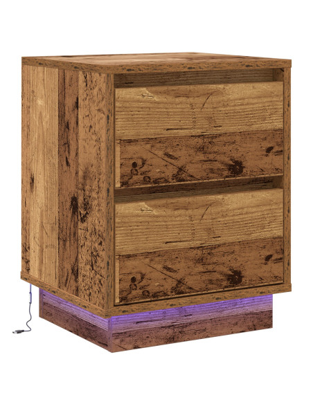 Comodino  con luci LED Legno Vecchio 39x34.5x50 cm