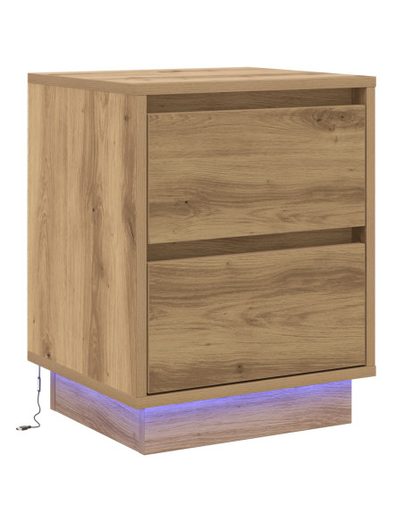Comodino  con luci LED Rovere artigianale 39x34.5x50 cm