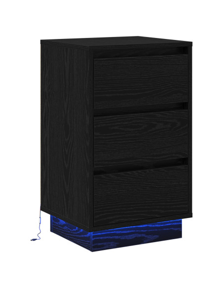 Comodino  con LED rovere nero 39x34.5x65 cm in legno ingegnerizzato