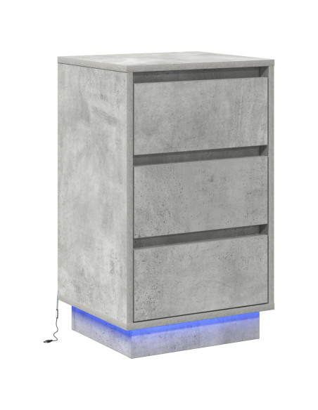 Comodino  con illuminazione LED Grigio cemento 39x34,5x65 cm Legno ingegnerizzato