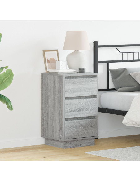 Mobile Notte con LED Grigio Sonoma 39x34.5x65 cm Legno ingegnerizzato