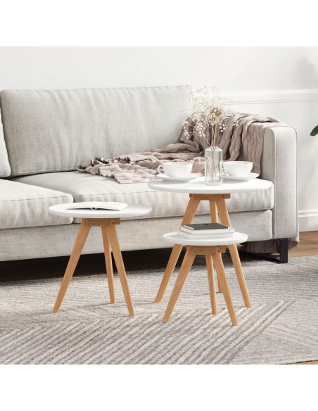 Tavolino da salotto 3 pcs Marrone Legno di Noce Massello