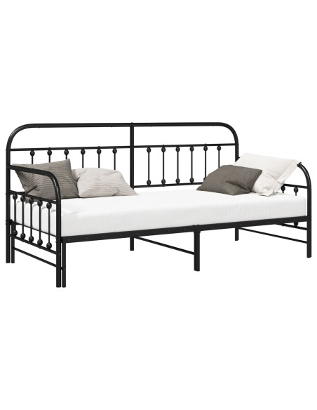 Struttura Daybed  con lettino estraibile Nero 100x200 cm Acciaio