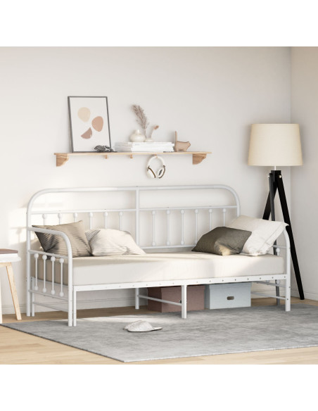 Struttura Letto Giorno  con Letto Estraibile Bianco 80x200 cm in Acciaio