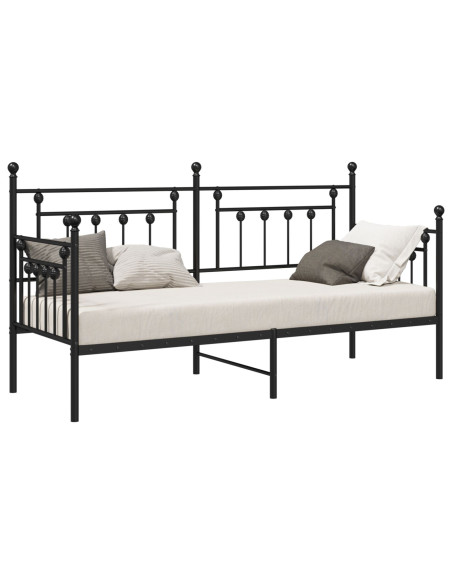Struttura per letto di giorno Nero 75 x 190 cm Acciaio