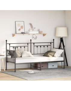 Struttura per letto di giorno Nero 80 x 200 cm Acciaio