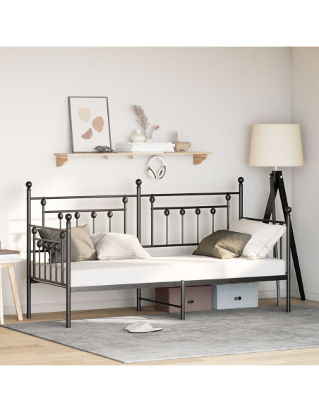 Letti e Strutture Letto Nero Metallo 80 x 200 cm Durevole