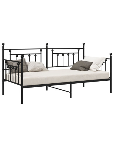 Struttura per letto di giorno Nero 100 x 190 cm Acciaio