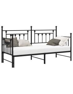 Struttura per letto di giorno Nero 75 x 190 cm Acciaio