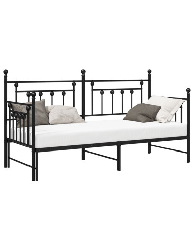 Struttura per letto di giorno Nero 75 x 190 cm Acciaio