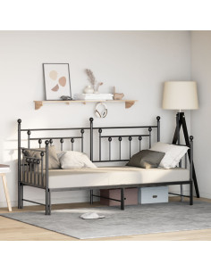 Struttura per letto di giorno Nero 80 x 200 cm Acciaio