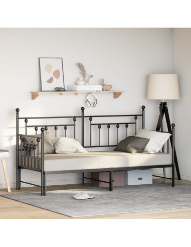Struttura per letto di giorno Nero 80 x 200 cm Acciaio