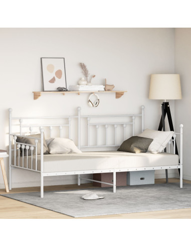 Struttura per letto di giorno Bianco 107 x 203 cm Acciaio