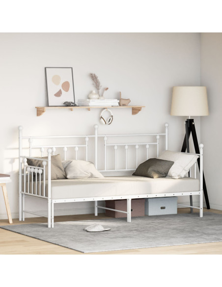 Letto Daybed con Trundle Bianco 80x200 cm in Acciaio