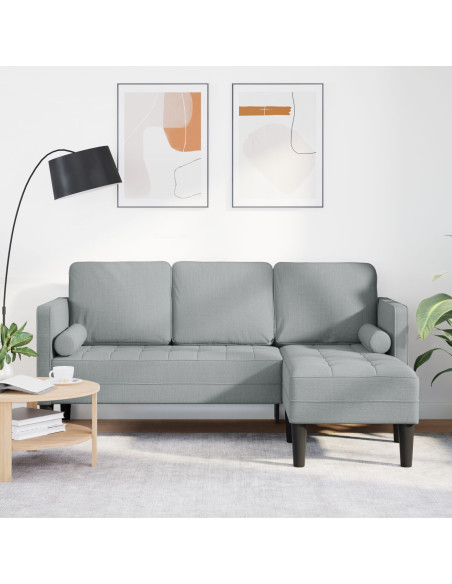 Divano 3 posti L Grigio chiaro 160 cm in tessuto