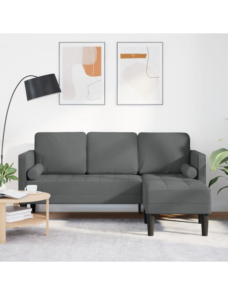 Divano angolare 3 posti  Grigio scuro 160 cm in tessuto