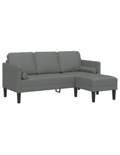 Set di divani con cuscino Grigio scuro Poliestere