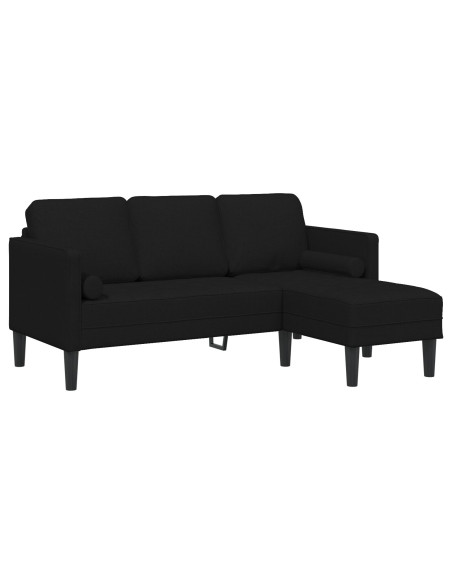 Divano L-Shaped a 3 Posti Nero 160 cm Tessuto