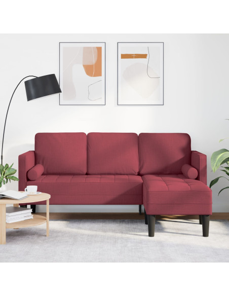 Divano L-Shaped a 3 posti Wine Red 160 cm in tessuto