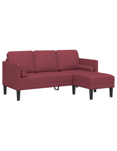 Set di divani con cuscino Rosso Vino Poliestere