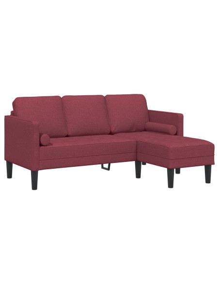 Divano L-Shaped a 3 posti Wine Red 160 cm in tessuto