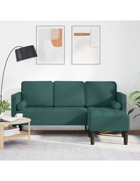 Divano angolare 3 posti  Verde scuro 160 cm in tessuto