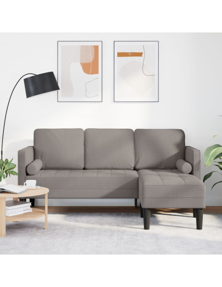 Divano L-shaped 3 posti Tortora 160 cm in tessuto -