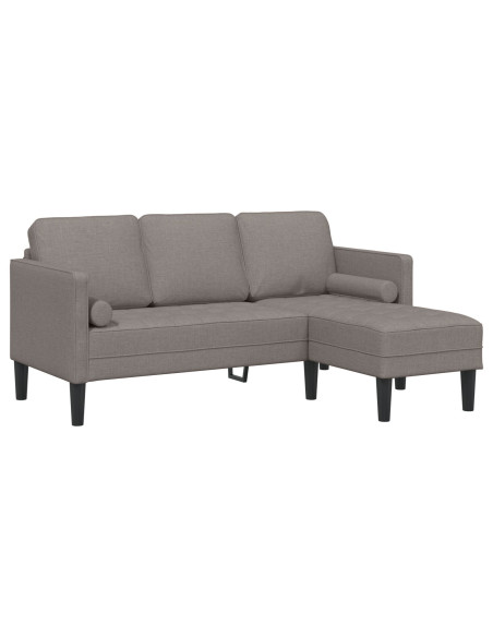 Divano L-shaped 3 posti Tortora 160 cm in tessuto -