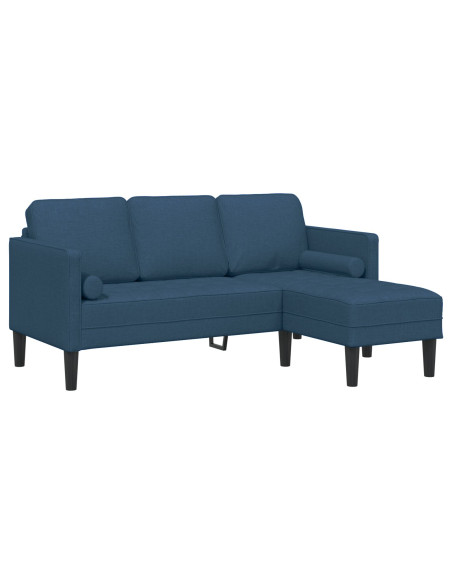 Divano L-Shaped 3 Posti Blu 160 cm Tessuto