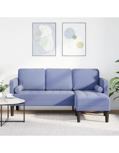 Divano L-Shaped a 3 Posti Blu Jeans 160 cm Tessuto