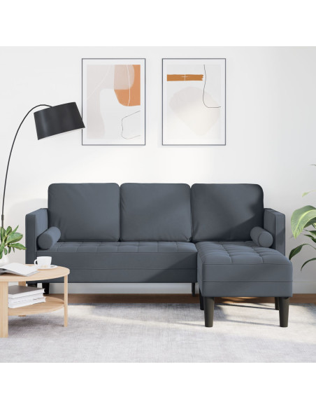 Set di divani con cuscino Grigio scuro Poliestere