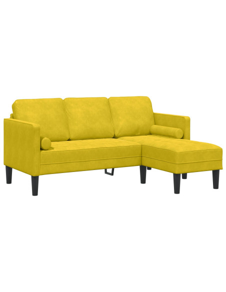 Divani  Giallo Tessuto di Lino, gambe in legno Standard