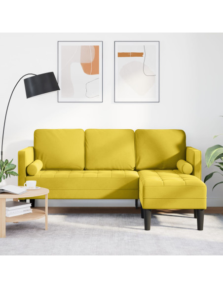 Divani  Giallo Tessuto di Lino, gambe in legno Standard