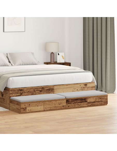 Cassetti per letto  in legno vecchio 160x36,5x16,5 cm in legno ingegnerizzato